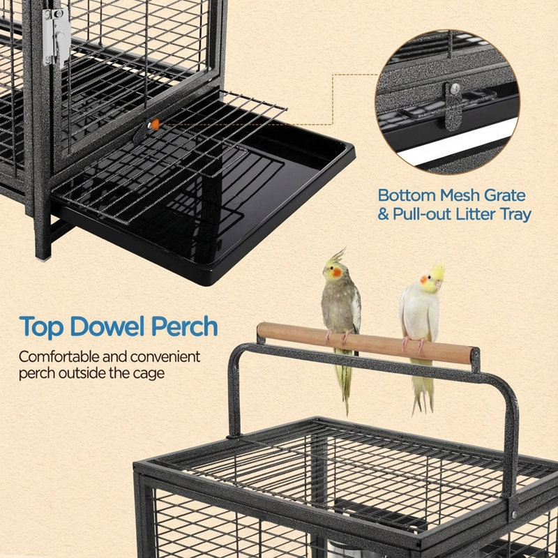 Tucker Murphy Pet™ Bird Travel Carrier Cage, 19Inch Wrought Iron